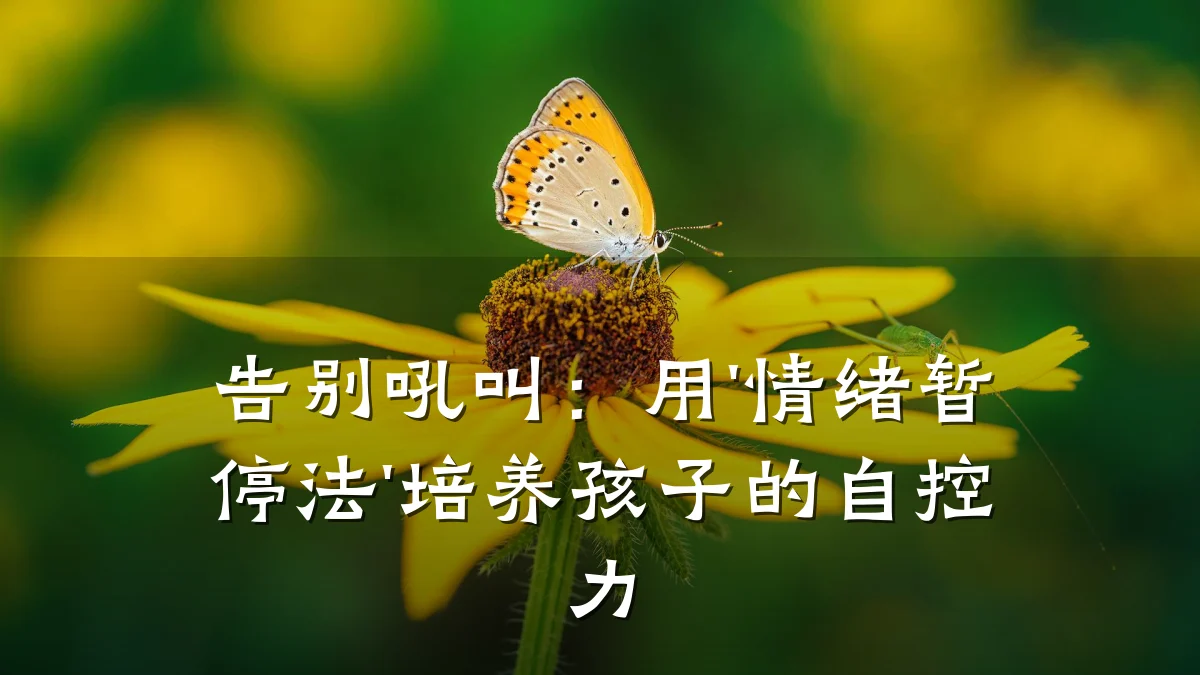 告别吼叫:用'情绪暂停法'培养孩子的自控力